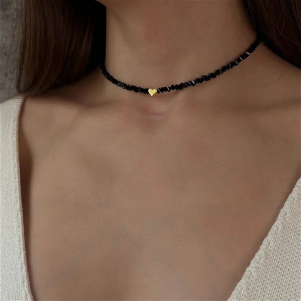 Zircon Heart Crystal Tassel Pendant Necklace Jewelry