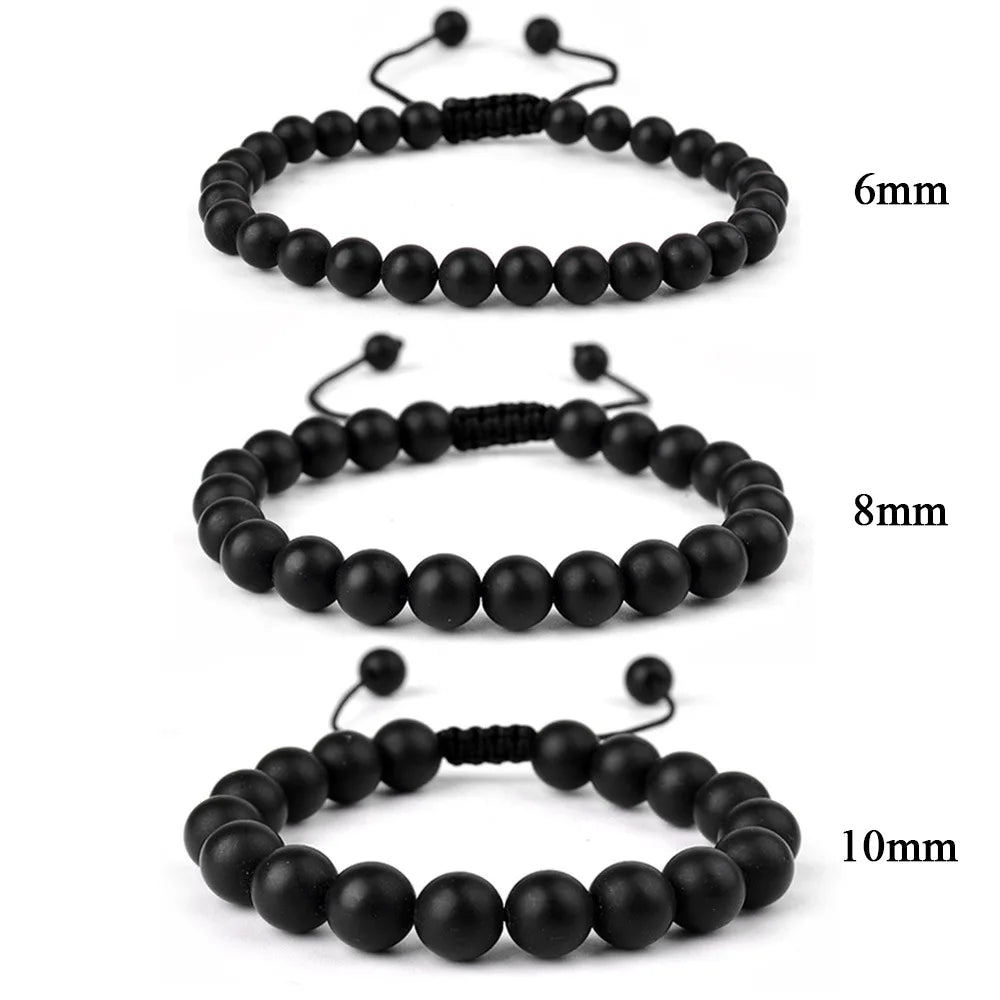 Natural Stone Beaded Bracelet — Tiger Eye, Agate & Lava