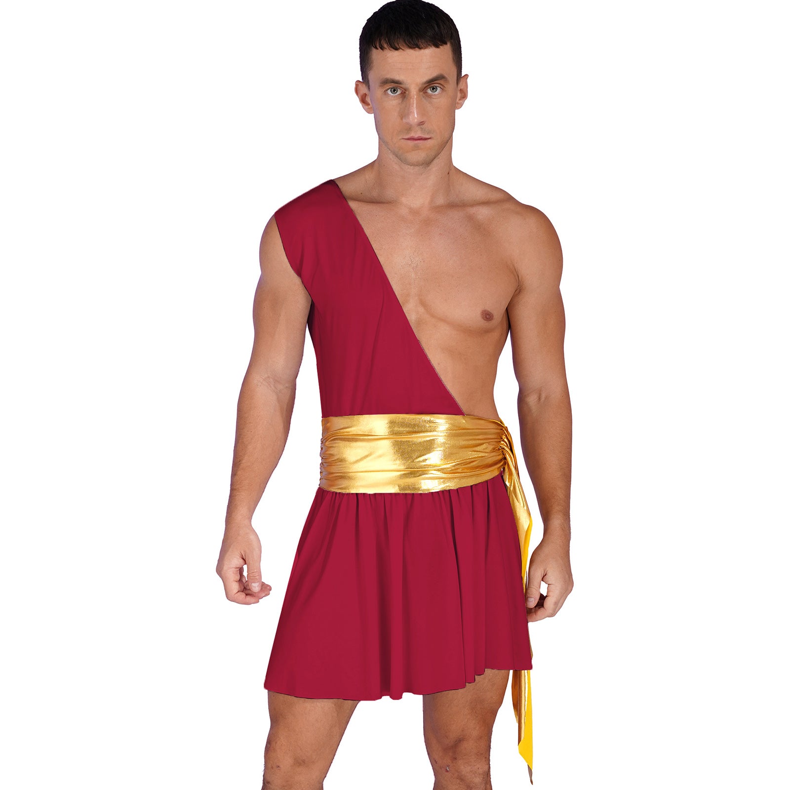 Men's Ancient Greek God Halloween Party Costume Cosplay One Shoulder Strap Skirts Knight Warrior Theatrical Performance Outfit - Charlie Dolly