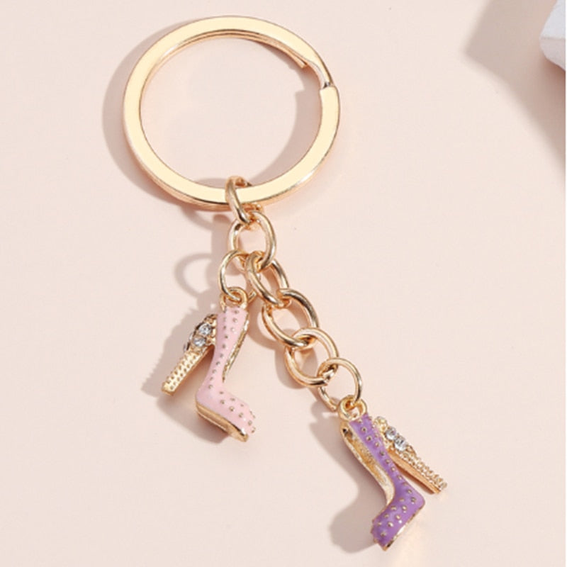 Cute Keychain Colorful High Heels Key chains Enamel Shoes Key Ring Friendship Gifts For Women Girls Handbag Accessorie Jewelry
