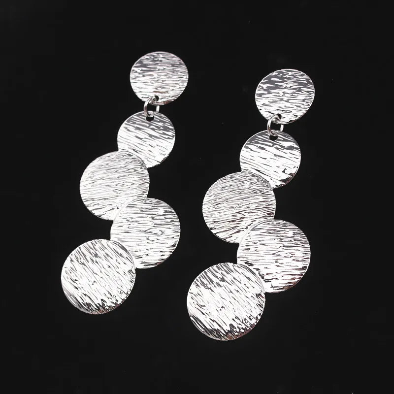 Irregular Disc Multilayer Long Drop Earrings Jewelry