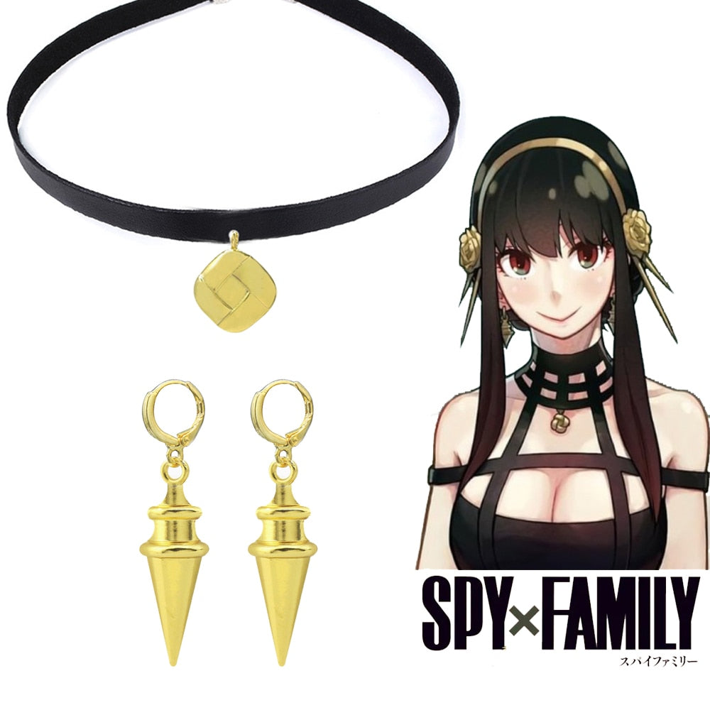 Anime SPY×FAMILY Yor Forger Cosplay Earrings Drop Golden Tapered Punk Women Ear Clips Fans Costumes Jewelry Gift