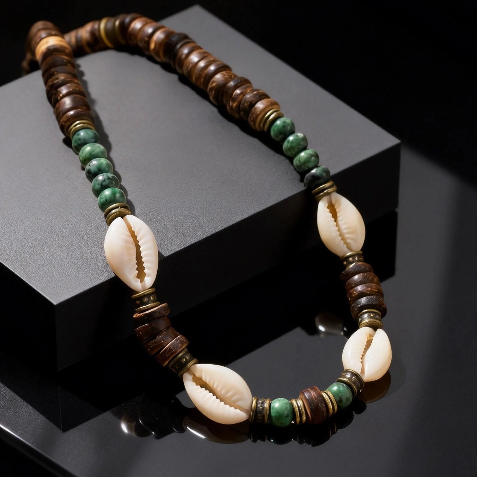 Coconut Shell and Conch Boho Necklace for Men