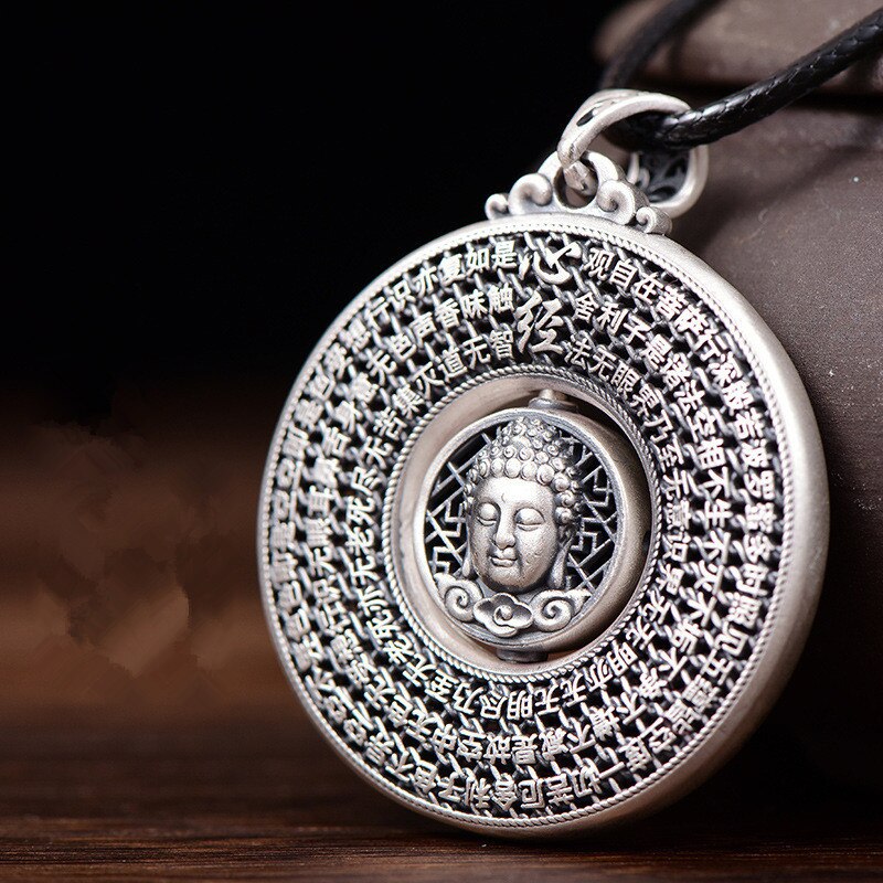 Blessing Heart Sutra Buddha Pendant For Women Men Jewelry Rotatable Tathagata Paramita Scriptures Necklace Male Accessories - Charlie Dolly