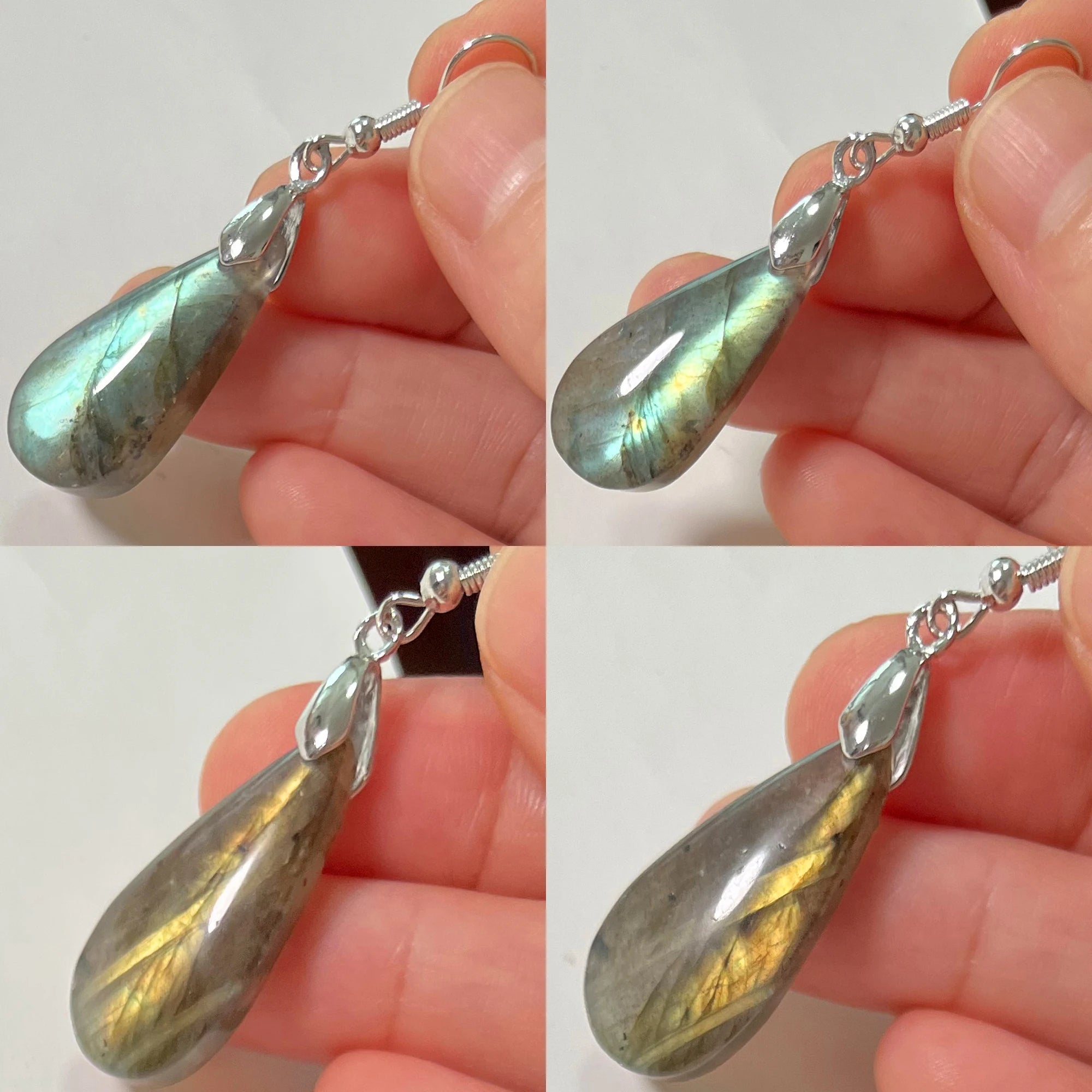 Blue Labradorite Pendant & Earrings Set, Raw Natural Stone Unisex Boho Jewelry