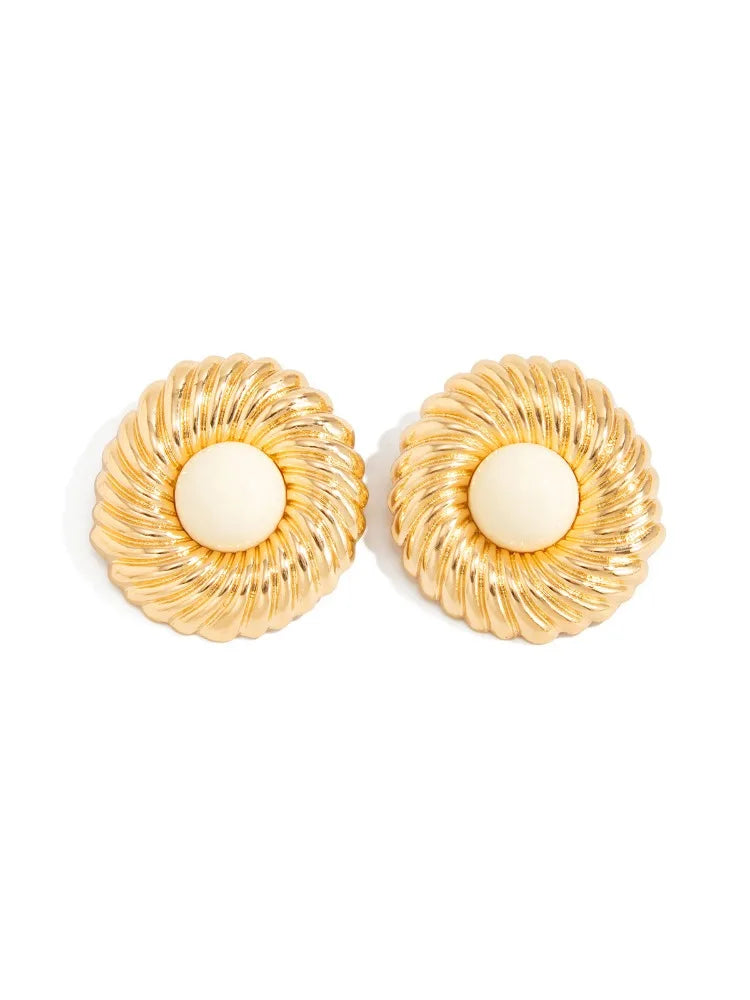 Resin Bead Big Spiral Stud Earrings Jewelry
