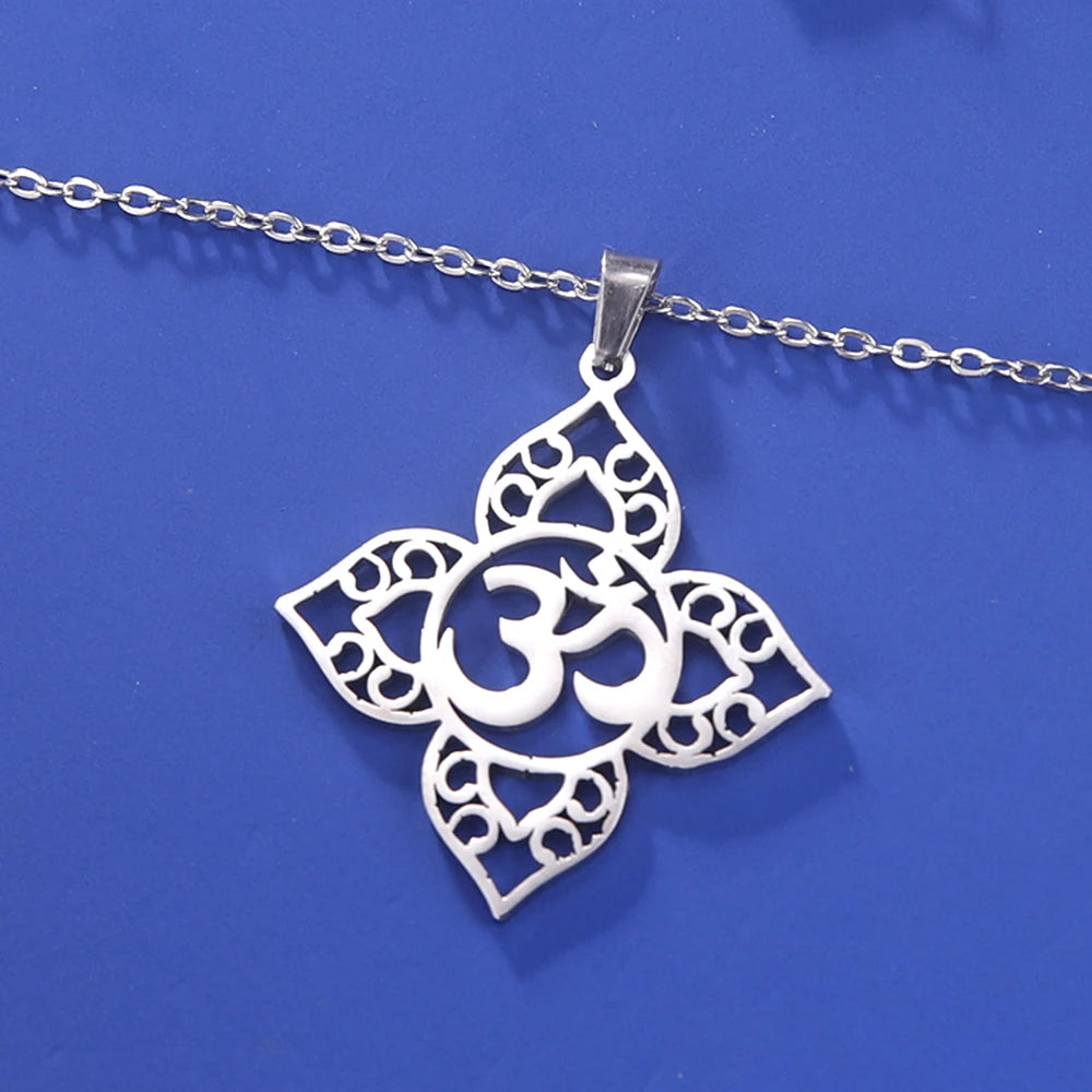 Lotus Mandala OM Symbol Spiritual Amulet Necklace