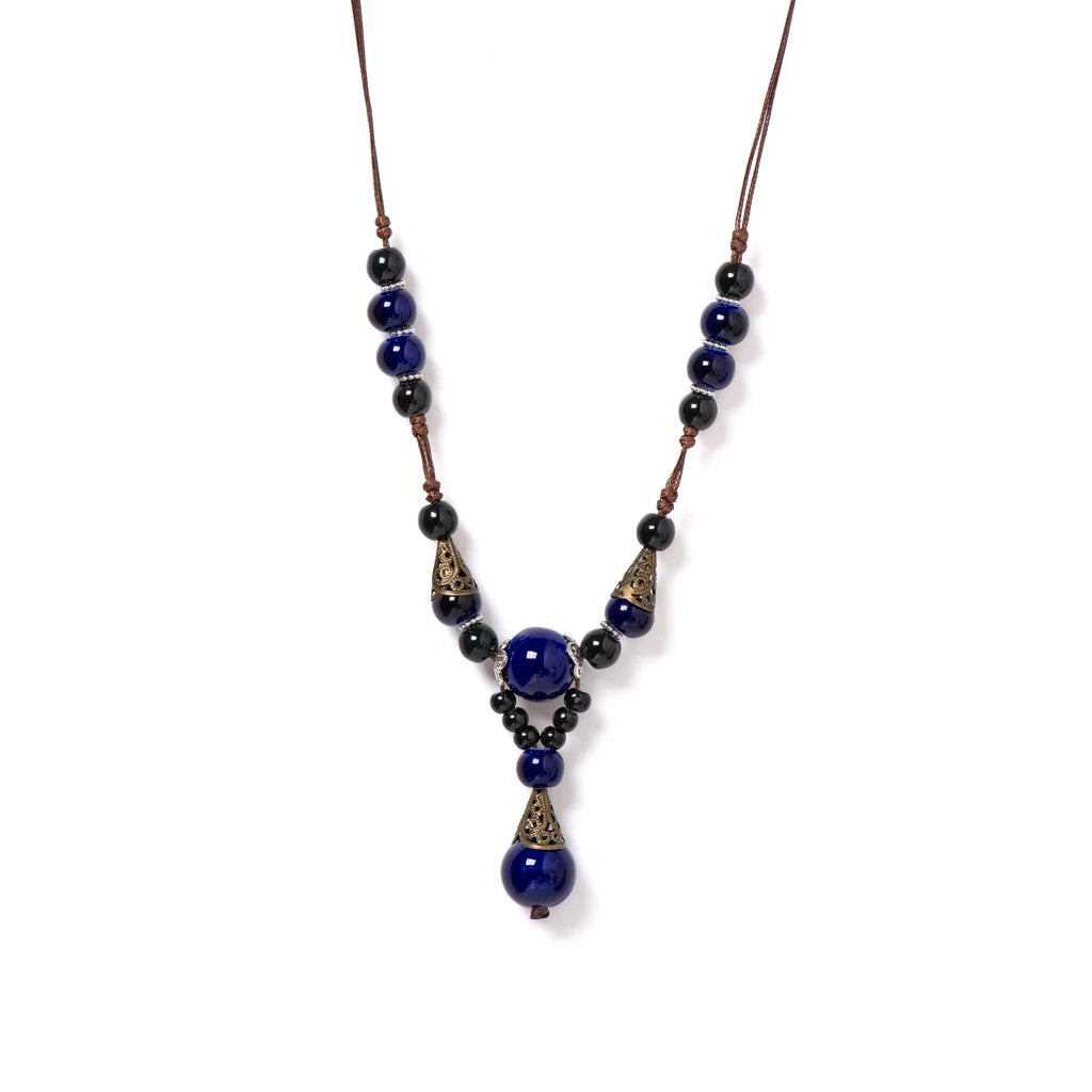 Ceramic Bead Stone Shell Long Necklace Jewelry