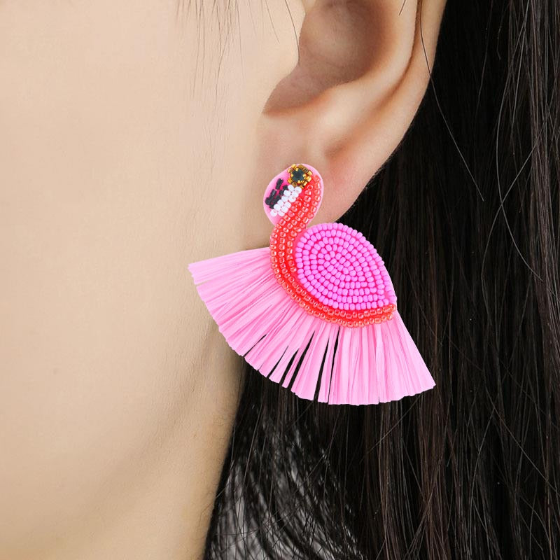 Bohemia Colorful Seed Beads evil eye Flower Drop Earrings For Women Handmade Tassel swan Statement Dangle Earrings Jewelry