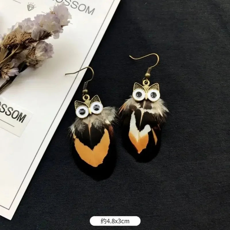 Peacock Feather Long Statement Earrings Jewelry