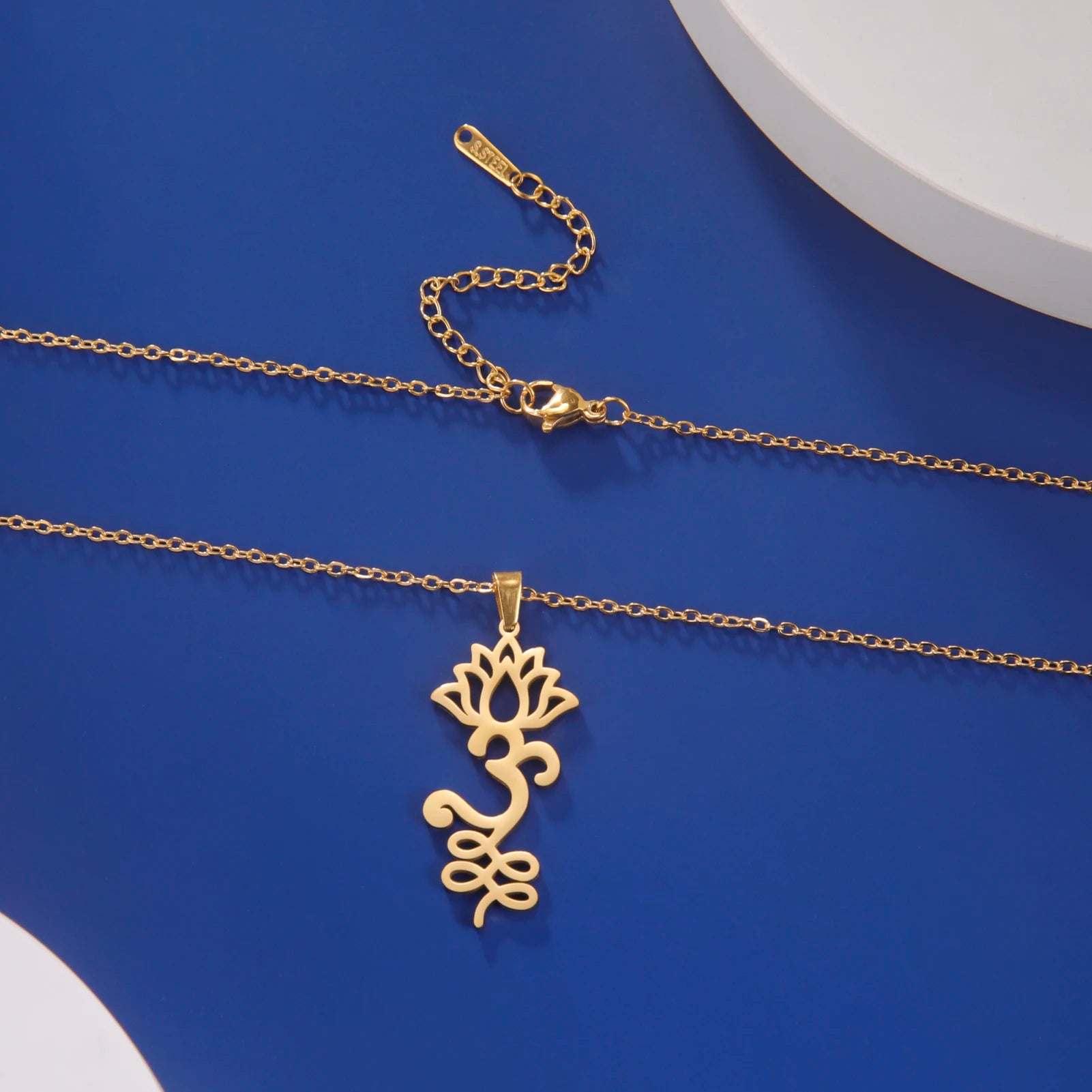 Lotus & Unalome Chakra Pendant, Stainless Steel Sacred Path Necklace