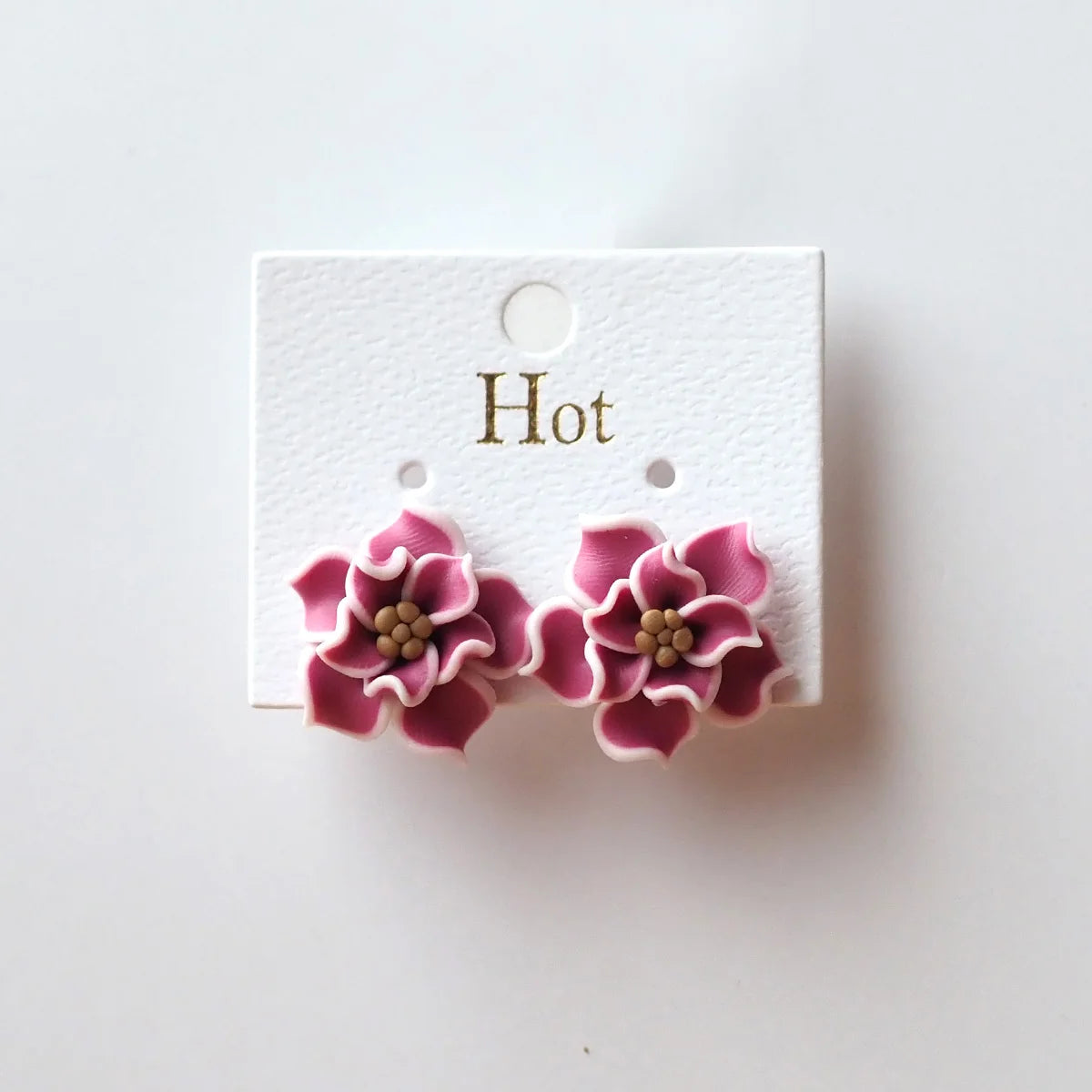 3D Clay Flower Statement Stud Earrings Jewelry