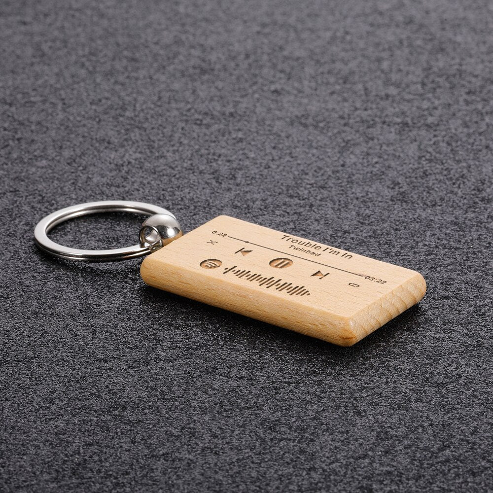 Customized Wooden Spotify Music Keychain Personalized Music Gift Spotify Scan Code Keychain for Women Men Keyring Customizable