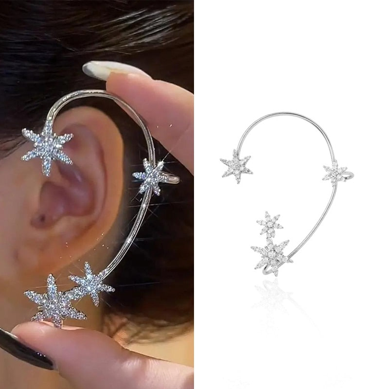 Trendy Bohemian No Piercing Crystal Rhinestone Ear Cuff Earrings for Women Wrap Stud Clip Earrings Girl Earrings Jewelry Bijoux