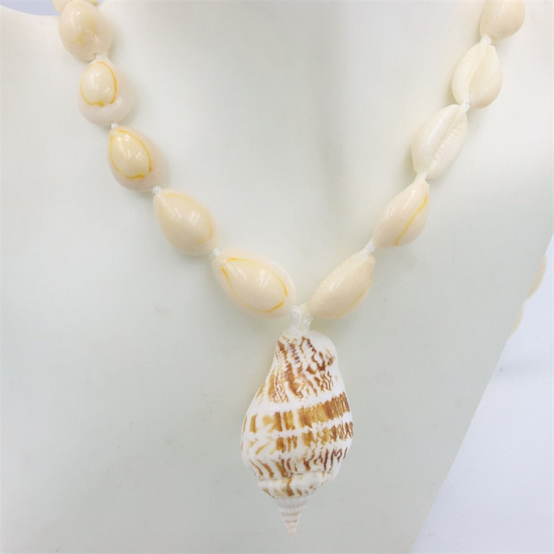 Trendy Fashion Jewelry Natural Sea Snail Shape Shell Beads Making Long Necklace Sweater Design For Women Party Gift Accessories