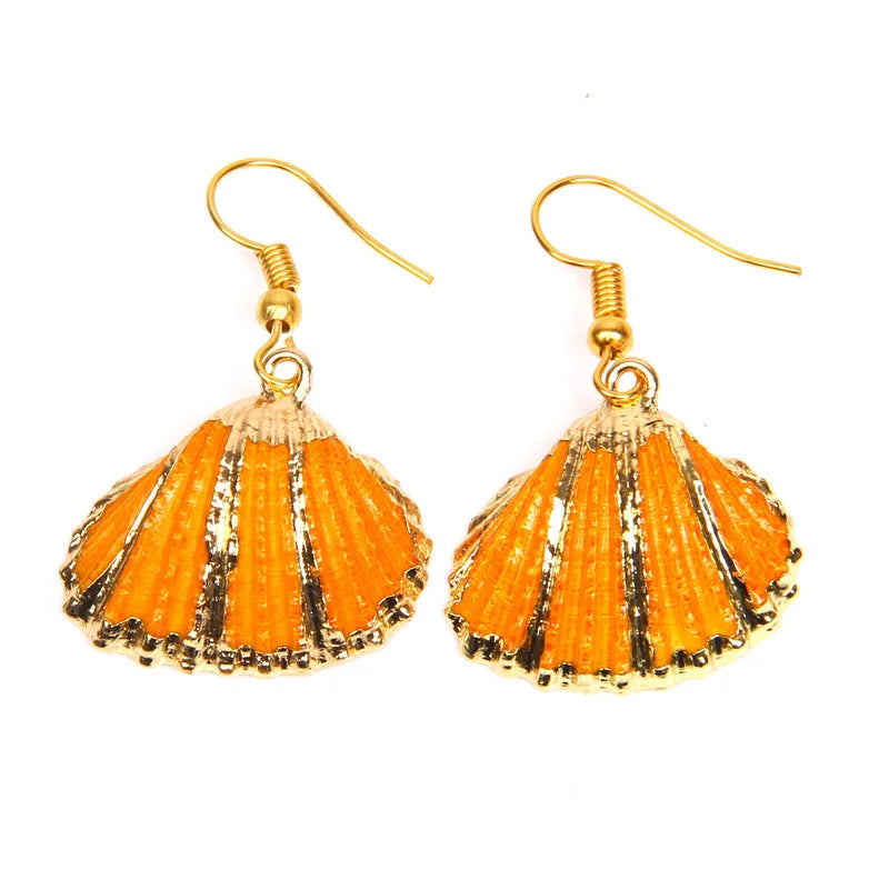 Natural Shell Scallop Drop Earrings Jewelry