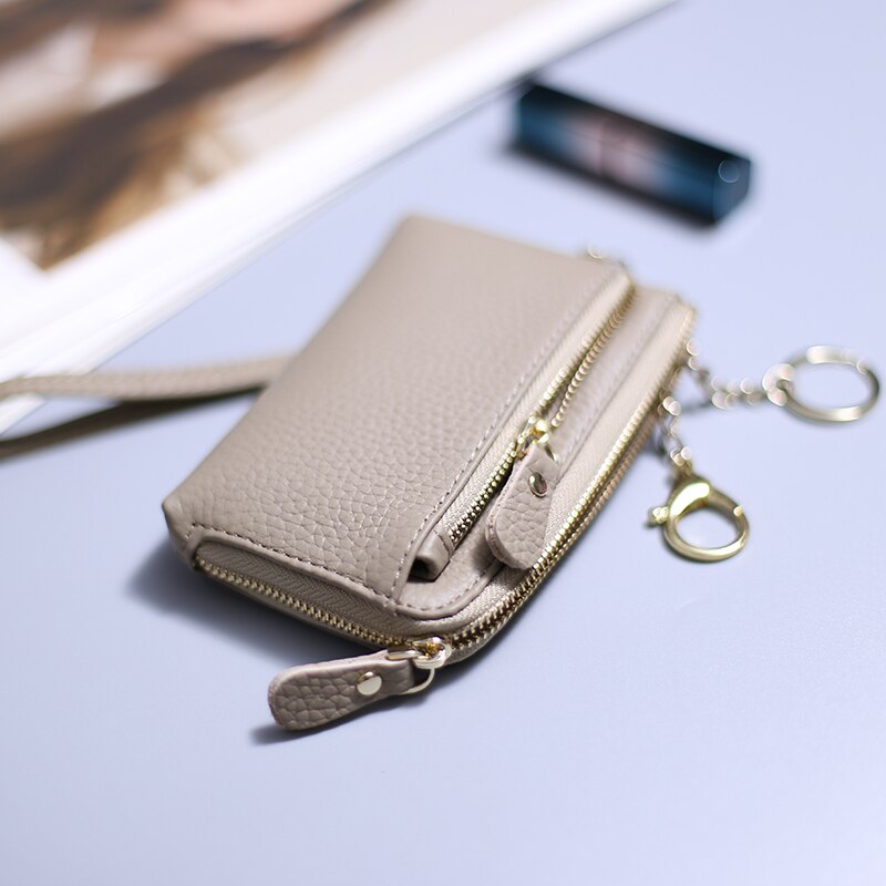 Wristlet Wallets for Women Coin Purse Genuine Leather Clutch Bags Ladies Money Credit Card Keychain Holder Short Wallet