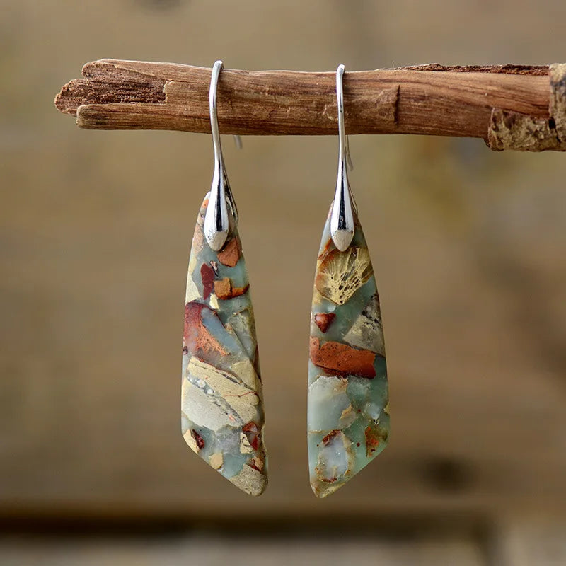 Emperor Stone Geometric Drop Earrings