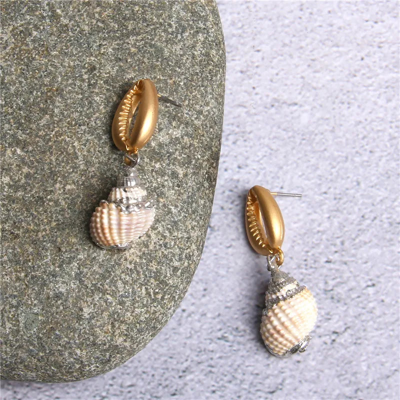 Natural Shell Scallop Drop Earrings Jewelry