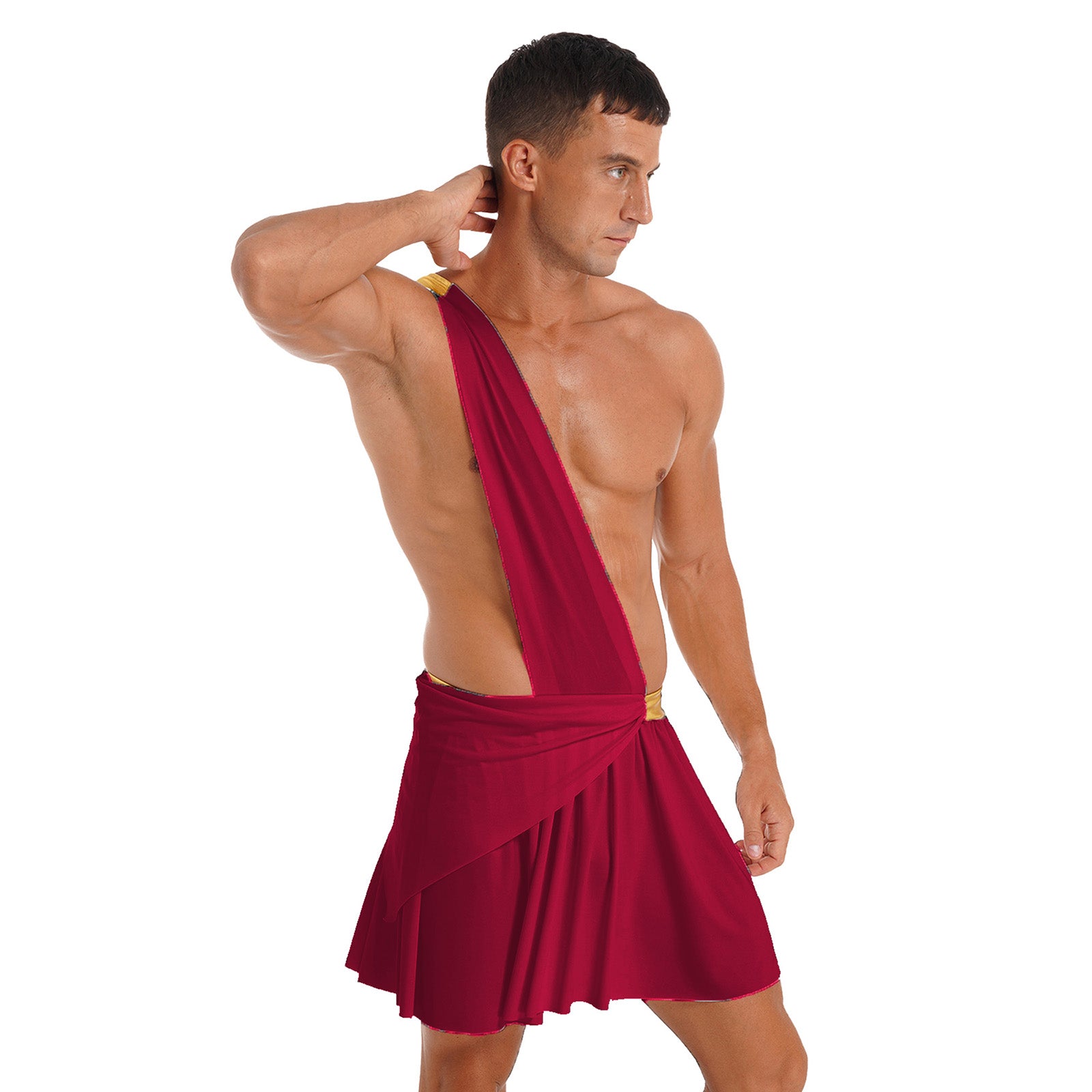 Men's Ancient Greek God Halloween Party Costume Cosplay One Shoulder Strap Skirts Knight Warrior Theatrical Performance Outfit - Charlie Dolly