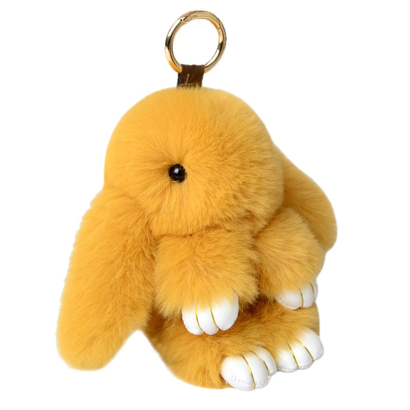 15CM Charm Real Fur Pompom Rabbit Keychain For Luxury Women Bag Men Car KeyRing Girl Gifts Cute Doll Plush Key Chains Pendent