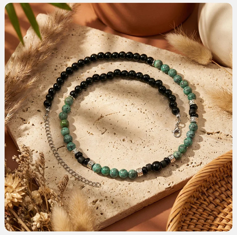 Natural Stone Beaded Choker Necklace