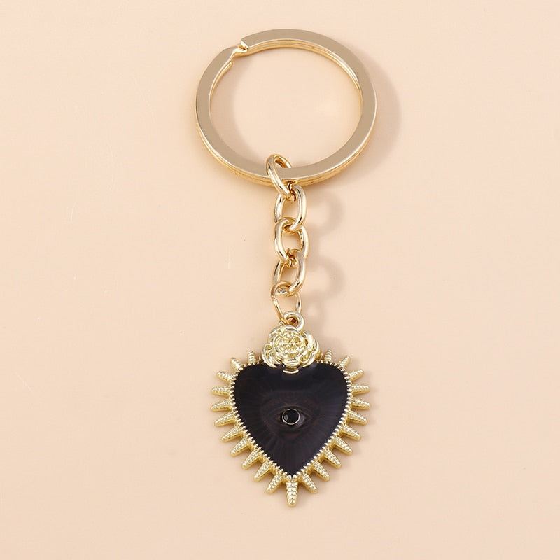 1Pc Bohemia Evil Eye Hamsa Hand Keychain for Women Men Blue Eye Sun Feather Key Ring Bag Pendant Car Key Holder Rings Wholesale