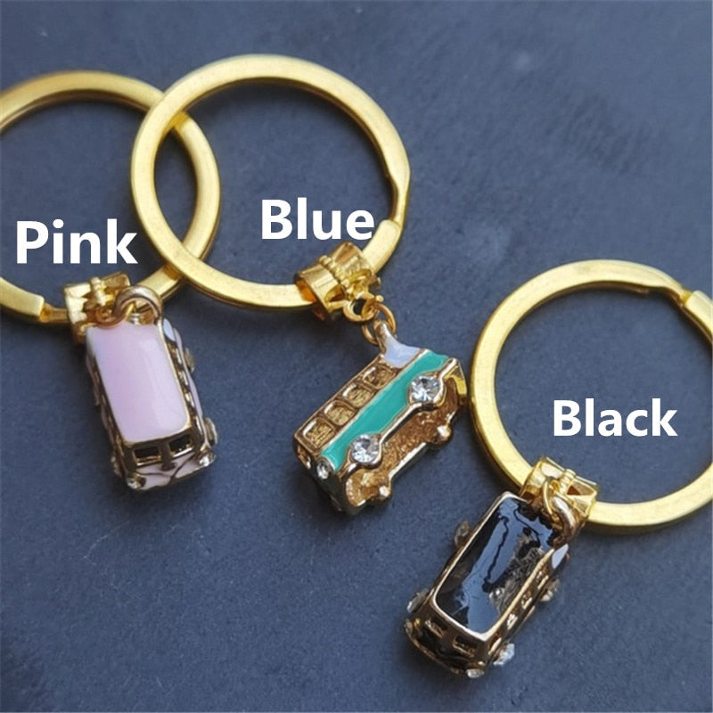 Beach Van Keychain, Beach Bus Key Chain, Blue Bug, Pink Keyring, Beach Party Favors, Hippie Party Favor, Pickle Van Keychains