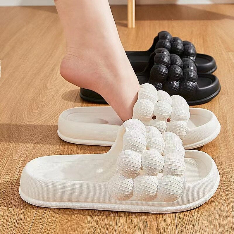 Comwarm Women Slides Platform Bathroom Slippers Summer Outdoor Bubble Mules Beach Slippers Men Shower Slippers Home Sandals