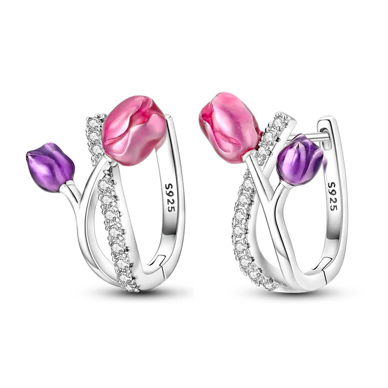 Sterling Silver Clover Butterfly Hoop Earrings Jewelry