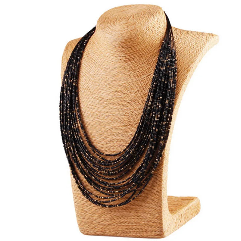 Bead Multilayer Choker Statement Necklace Jewelry