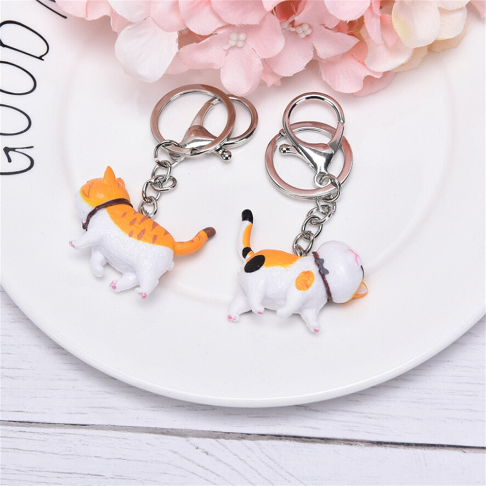 Cute Cat Animal Key Rings Kawaii Japan Kitten Car Keychain Bag Pendant Gift For Women Girls Pet Lovers Decoration