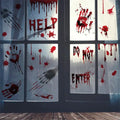 Horror Bloodstain Wall Sticker Handprint Footprint Blood Skull Window Sticker Halloween Decoration 2024 Halloween Scary Sticker - Charlie Dolly