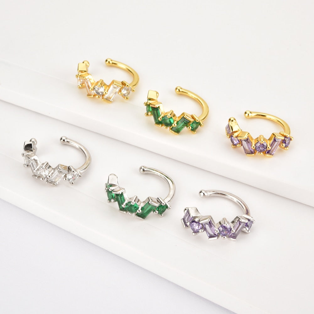 ANDYWEN 925 Sterling Silver Zircon CZ Ear Cuff Earring No Piercing Clips Women Rock Punk Earring Pendiente Piercing Jewelry