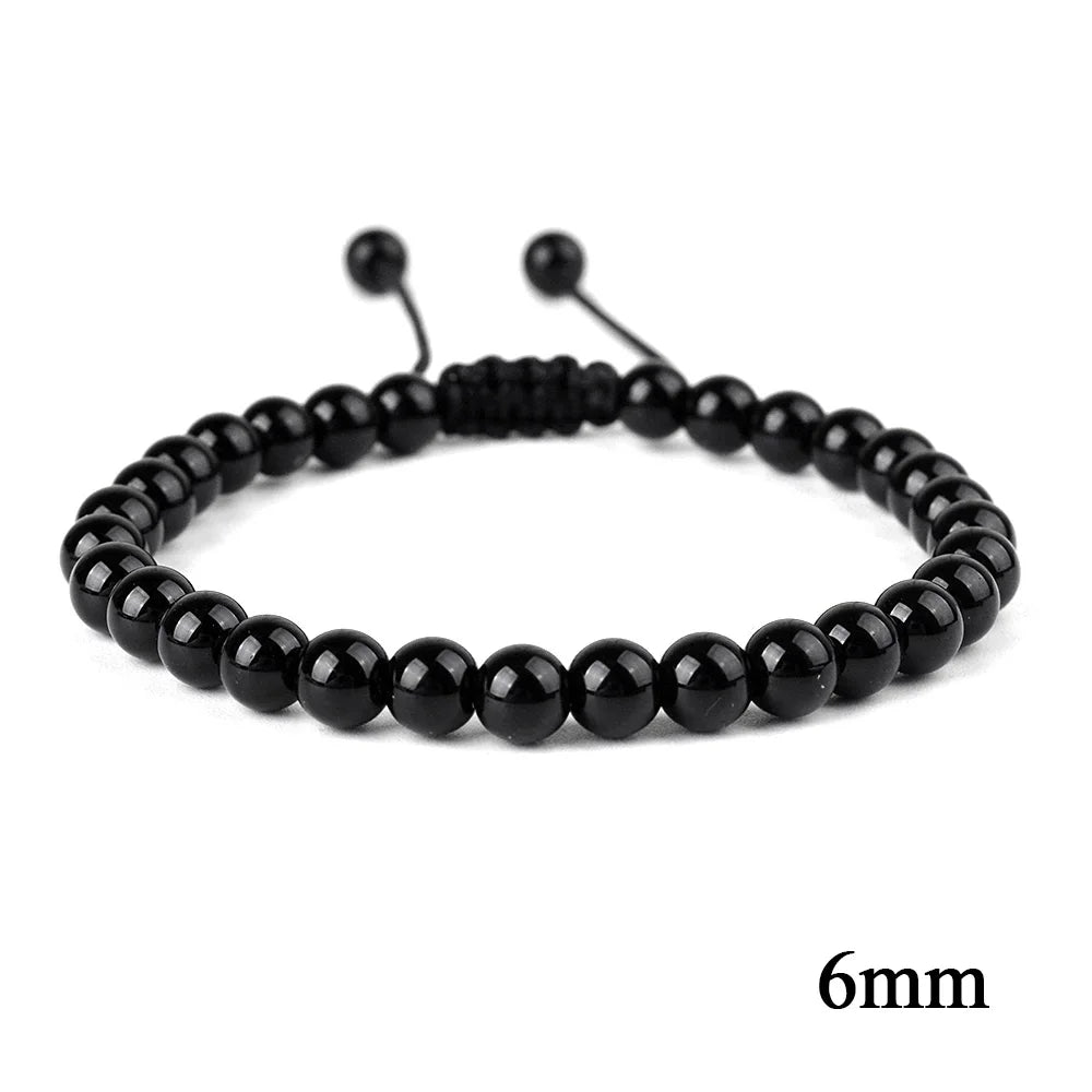 Natural Stone Beaded Bracelet — Tiger Eye, Agate & Lava