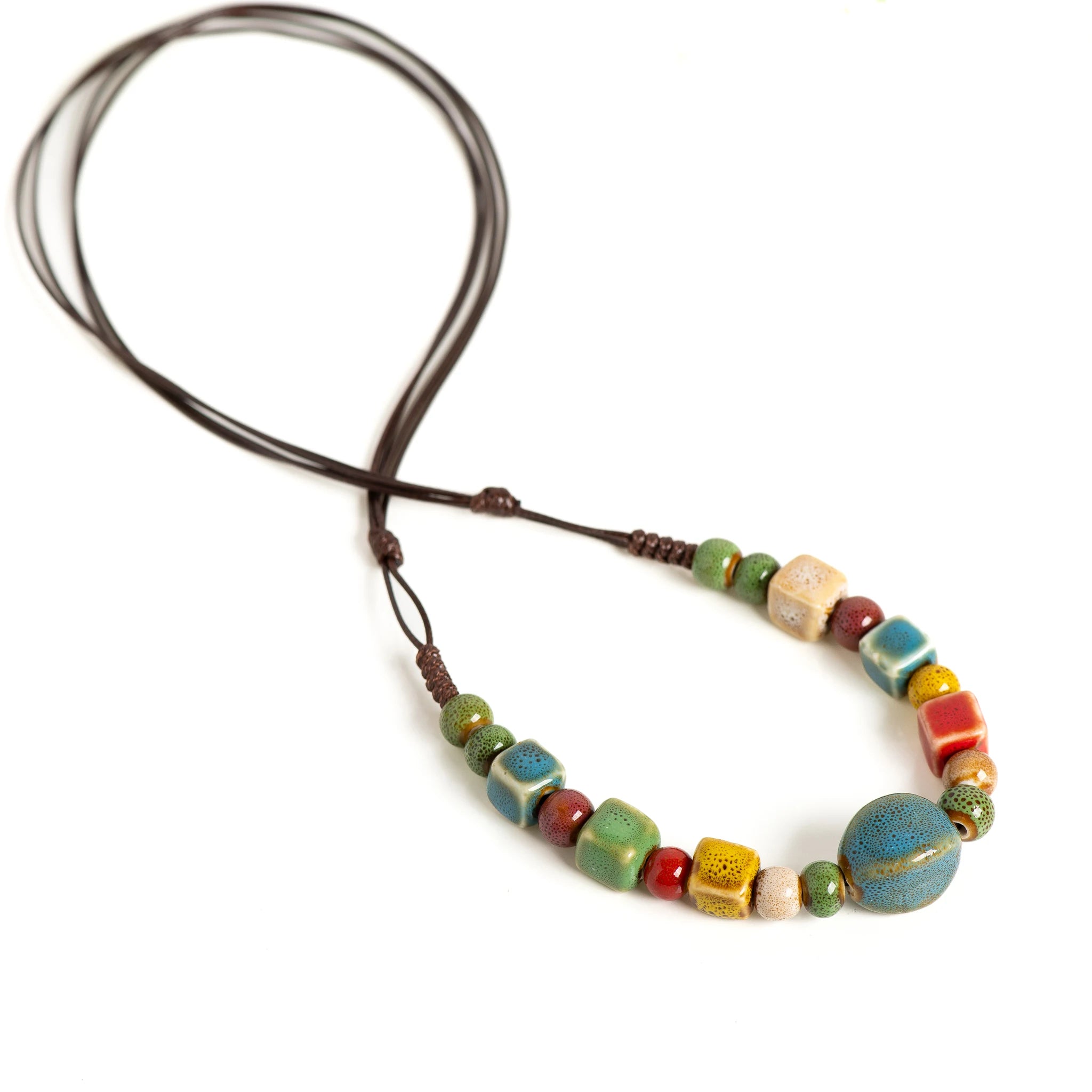 Ceramic Bead Simple Long Pendant Necklace Jewelry