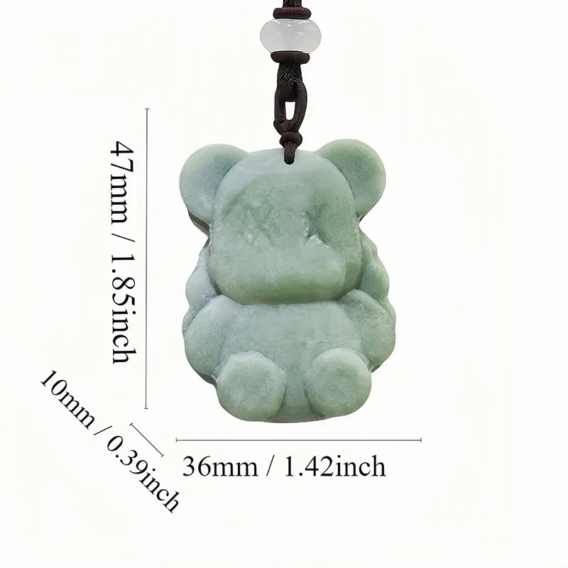 Dark Green Jade Dragon Fox & Owl Pendant Necklace, Carved Amulet Zodiac Talisman