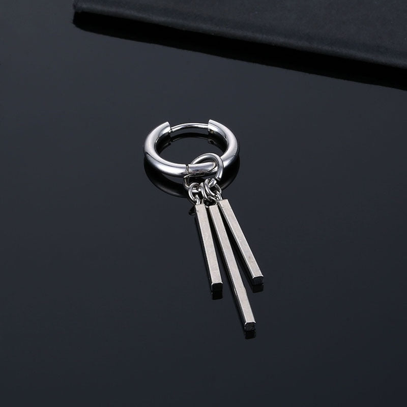 Fashion Gothic Street Hip Hop Stick Stainless Steel Black Drop Earrings For Women Men Ear Jewelry Pendant Cool Eardrop Zoro