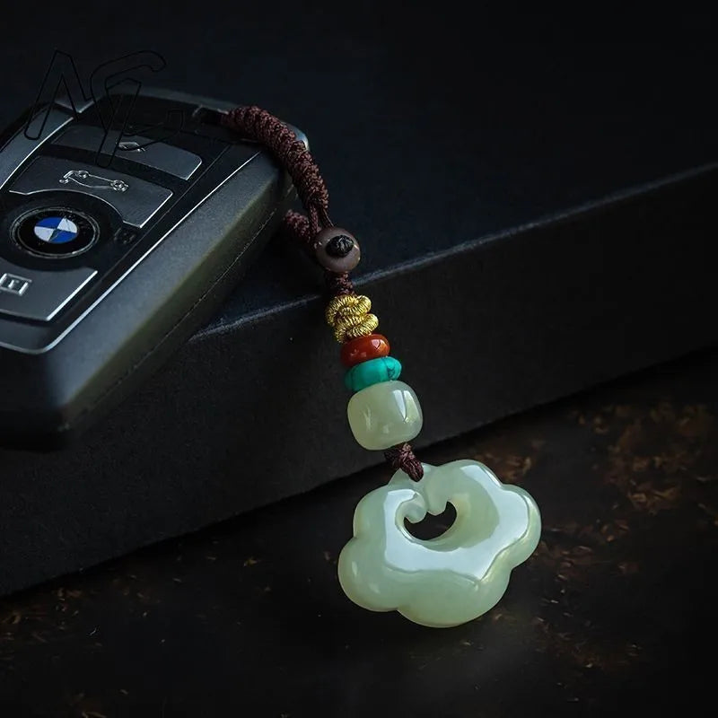 Certified Hotan Black Jade Auspicious Clouds Pendant Necklace, Natural Talisman