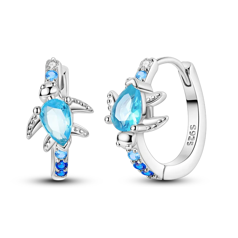 Sterling Silver Clover Butterfly Hoop Earrings Jewelry