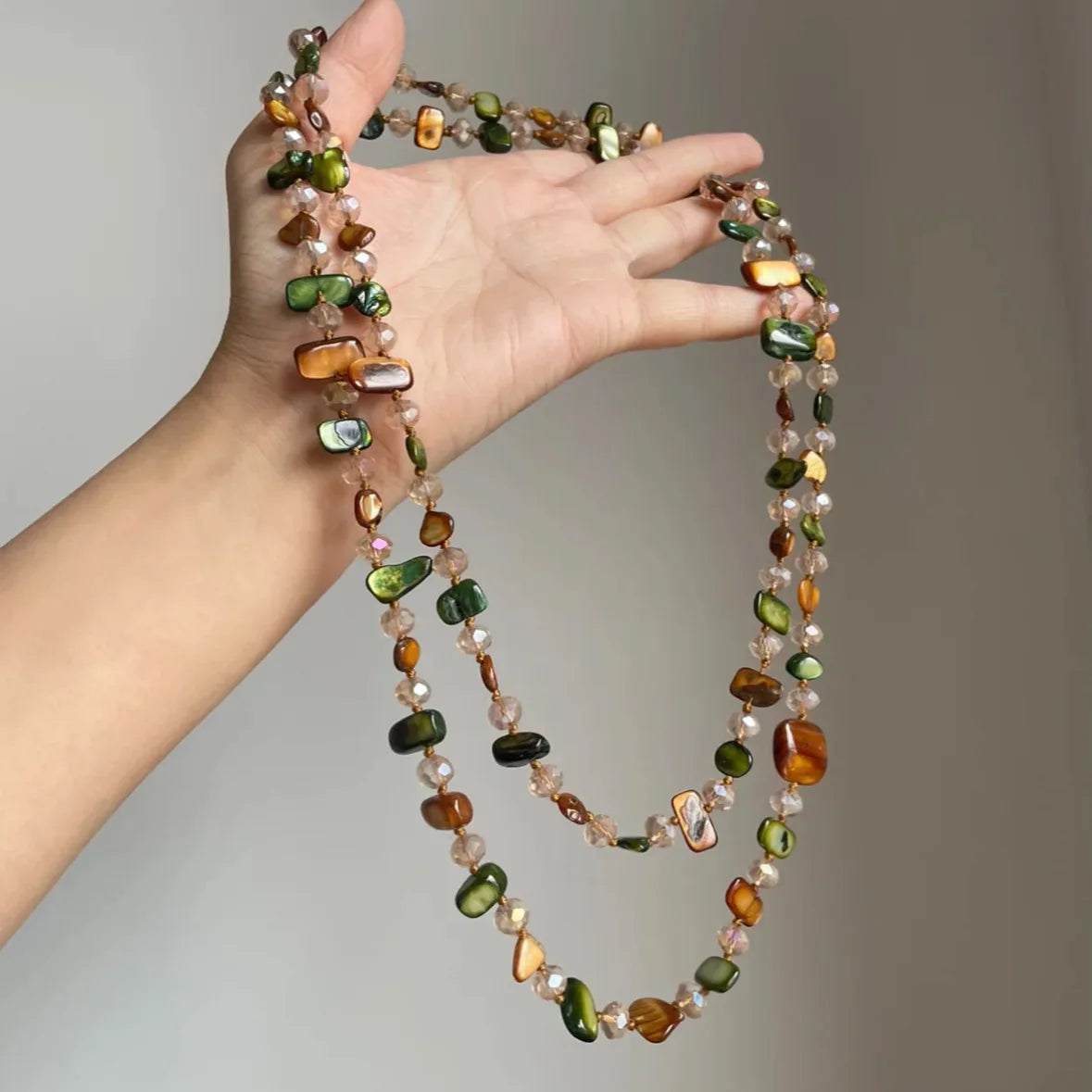 Irregular Stone Crystal Double Layer Necklace Jewelry