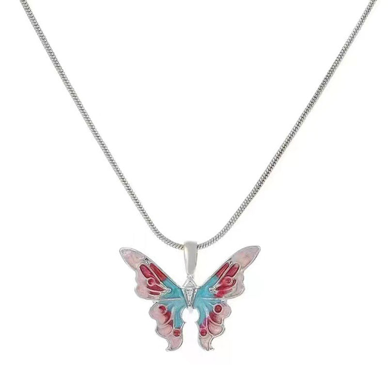 Trendy Barbie Princess Pearl Enamel Butterfly Choker Necklace For Women Holiday Party Gift Fashion Jewelry Accessories N049