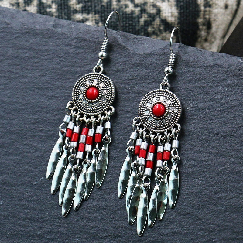 Exknl Big Long Drop Earrings for Women Geometric Bell Bohemian Cross Vintage Tassel Flower Earrings Fashion Jewelry Accessories