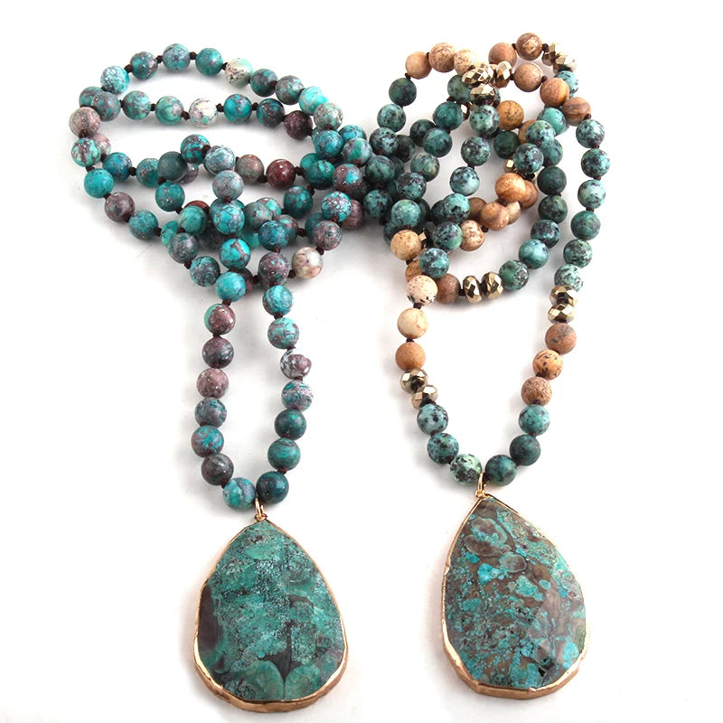 Fashion Boho Jewelry Natural Stones With Semi Precious Pendant Necklaces Women Bohemia Necklace Gift - Charlie Dolly