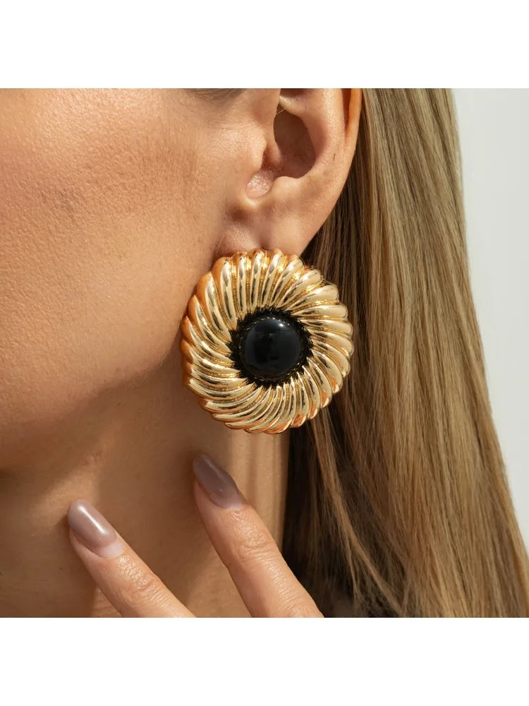 Resin Bead Big Spiral Stud Earrings Jewelry