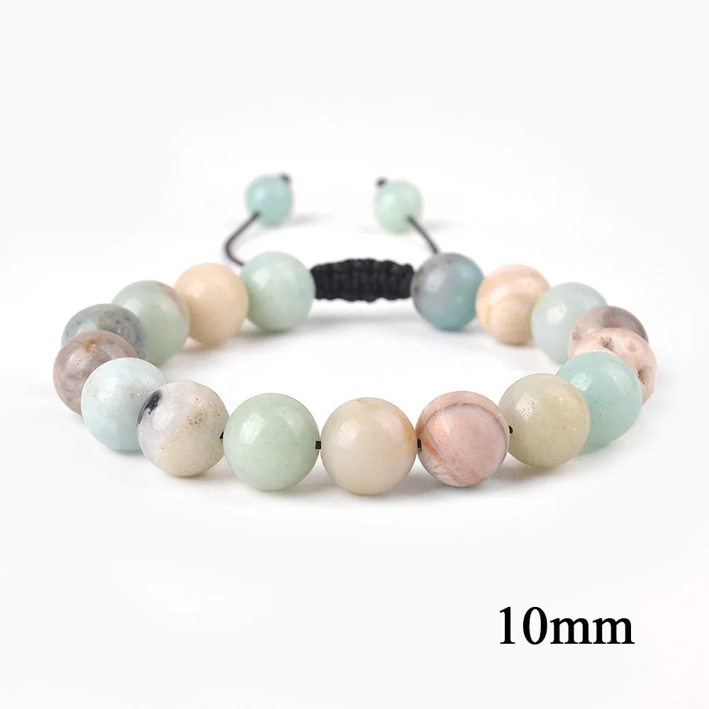 Natural Stone Beaded Bracelet — Tiger Eye, Agate & Lava