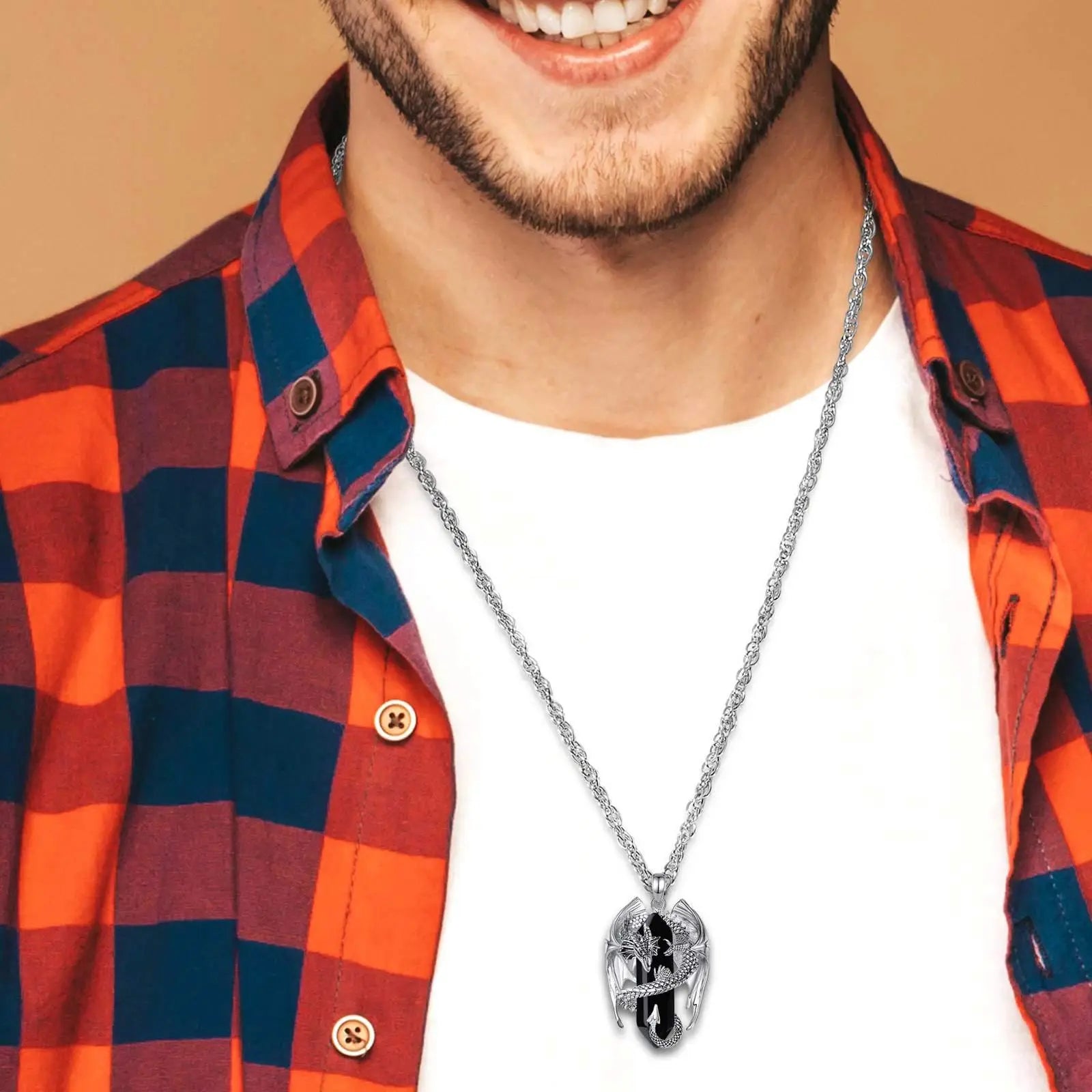 Dragon Obsidian Hexagonal Prism Necklace