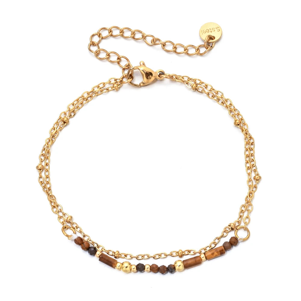 Gold Lapis Lazuli & Turquoise Chain Bracelet