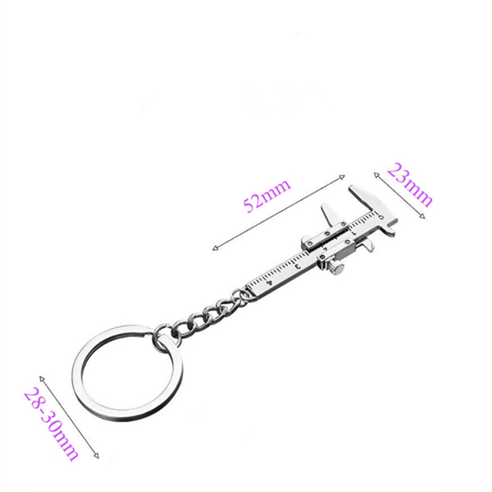 Cute Mini Caliper Tools Keychain Zinc Alloy Vernier Caliper Key Chains Calipers Measuring Gauging Tools Accessories Rulers