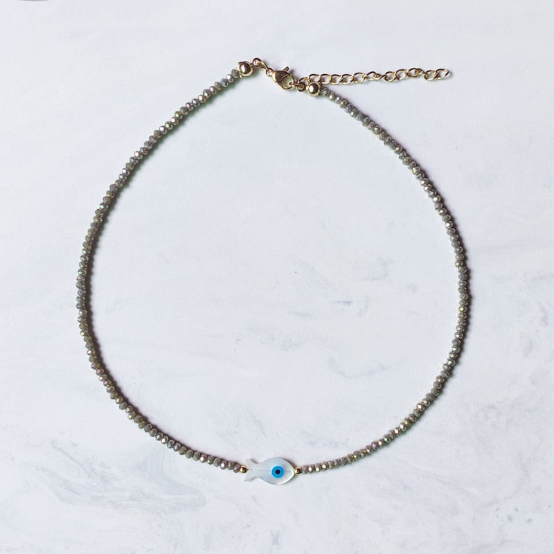 Exquisite Beaded Crystal Natural Shell Necklace Ohemia Style Handmade Women Statement Collares De Moda Beach Jewelry Friendship